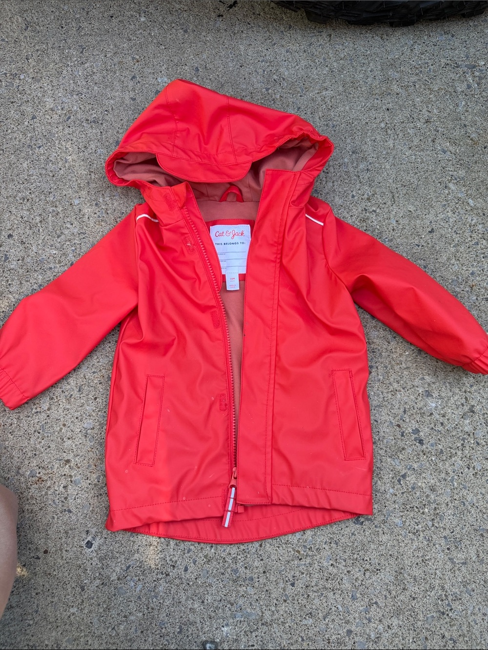 Cat & Jack Bright Red Hooded Kids Raincoat